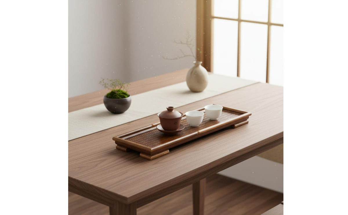 Retro Design Bamboo Tea Ceremony Tray Handmade Dry Brew Tea Board Woven Bamboo Tray for Home