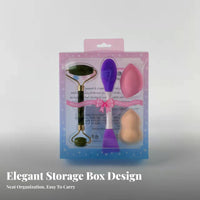 4 Pieces Makeup Blending Face Brush and Sponge Kit Gentle Exfoliation Facial Cleansing and Massage Set Long-Lasting for Adults, Bathroom
