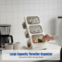Office Storage Rack, 3-Tier Desktop Organizer, Large Capacity Multi-Functional Tea & Coffee Holder, Modern Minimalist PET
