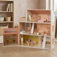 Pink Dollhouse Pitched Roof Accessible Front Dollhouse