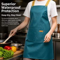 Oilproof Bib Apron for Women, Adjustable Polyester Apron with Large Front Pocket, Waterproof Aprons for Gardening Hairdressing, 80cm