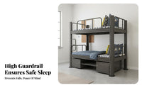 Adjustable Height Bunk Bed Space Saving Metal Bunk Bed Stable and Secure Bedroom Furniture for Students, Teenagers, Dormitory, Dorm Room, Apartment
