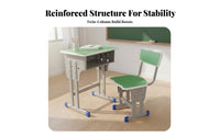 Stable Frame Adjustable Student Desk and Chair Long-Lasting Construction Adjustable Student Desk with Chair Ergonomic Design children's Study Table Set Easy to Clean for Students, Boys, Girls, Tutoring Center, Educational Institutions, Bedroom, Playroom