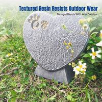 Resin Heart-Shaped Pet Memorial Stone, Animal Tombstone, Outdoor Garden Decor, Custom Engraving, Dog Memorial Decoration