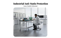 360° Swivel Casters Anti-Static Trolley Steel Structure Heavy Duty Work Table Locking Brakes Mobile Workbench Silent Wheels for Factory Workers, Warehouse Personnel, Technicians, Assembly Line, Laboratory, Auto Repair Shop, Engine Maintenance