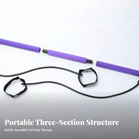 3-Section Pilates Stick Multi-Functional Pilates Bar Kit Exercise Bar with Elastic Bands Multifunctional for Home Gym, Travel
