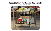 With Wheels Mobile Vending Trolley Easy Storage Foldable Market Cart Large Capacity Collapsible Display Rack Heavy Duty for Street Vendors, Small Business Owners, Homeowners, Outdoor Markets, Temporary Shops, Kitchen, Pantry