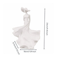 Graceful Figurine with Hat Elegant Tabletop Sculpture Smooth Woman Figurine Aesthetic for Living Room, Office