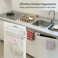 Kitchen Towel Rack, Stainless Steel Over The Door Hanger for Bathroom, Punch-Free Storage Solution for Homeowners, Versatile Drying Shelf for