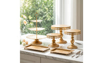 6 Pieces 3 Tier Cake Stand with Grip Handle Ornate Cake Stand Set Gold Pastry Serving Trays for Wedding Planners