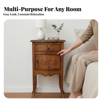 Hand-Painted Single-Drawer End Table Distressed Finish Nightstand Vintage design & decor Furniture Farmhouse Design for Interior Decorators, home dwellers, Renters, Bedroom, Living Room, Entryway, Small areas