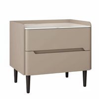 Sintered Stone Top Nightstand with Drawers Modern Design 2-Drawer End Table Ample Storage Bedside Cabinet Space-Saving for Homeowners, Renters, Students, Small Spaces, Apartment, College Dorm, Living Room