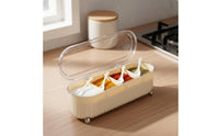 4-Compartment Seasoning Box Prevents Flavor Mixing Compartment Seasoning Box Space-Saving 4-Grid Condiment Organizer