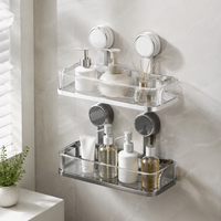 Triangle Shower Caddy, Rustproof Suction Cup Corner Shelf, No Bathroom Storage for Shampoo, 30cm Side