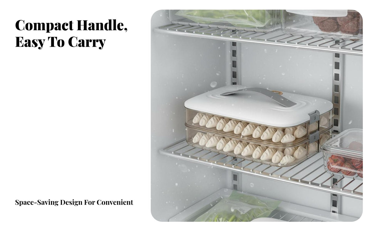 Dumpling Storage Box Airtight Seal Stackable Freezer Container Non Surface Refrigerated Items Organizer for Home Cooks, Families