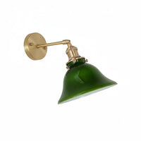 Brass Wall Lamp Foldable White Glass Shade Sconce for Study