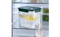 Leak-Resistant Refrigerator Drink Dispenser Ribbed Clear Beverage Dispenser Easy Dispensing Household Liquid Container Space-Saving Design
