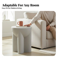 Cream design Sculptural Pedestal Stand Creative Design End Table adaptable Use Nightstand Modern Minimalist for Interior Designers, Apartment Dwellers, Homeowners, Living Room, Bedroom, Small Spaces, Entryway