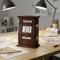 Vintage-Inspired Desktop Perpetual Calendar Mechanical Manual Calendar with Knobs Cute Simple for Study