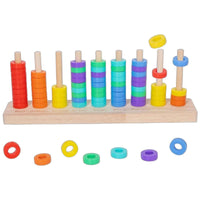 42 Pieces Bead Sorting Game Wood Color Shape Matching Toy Screen Educational Counting Frame for Young children+