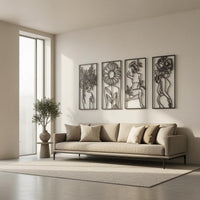 4 Pieces Abstract Female Line Simple to Hang to Hang Minimalist Metal Line Contemporary Design Style Abstract Female Wall Art
