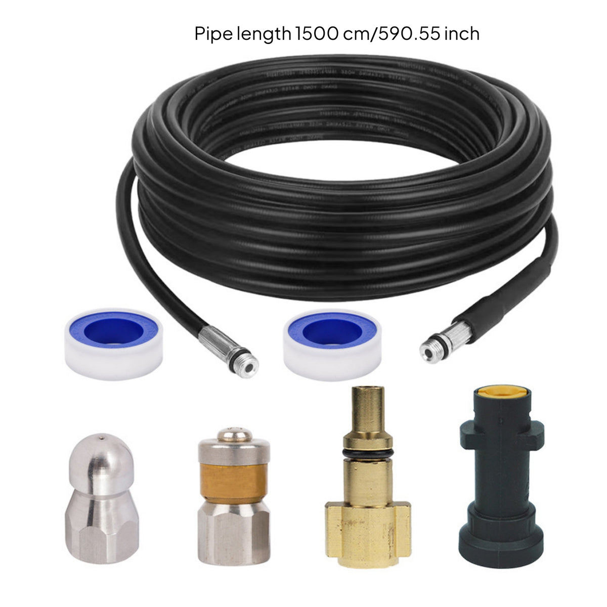 High Pressure Washer Hose with Nozzle Flexible Sewer Jetting Hose with Adapter Concentrated for Plumbers