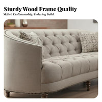 Artistic Design Curved Upholstered Loveseat Minimalist design Curved rear Settee Soft Textured Fabric Sofa Space-Saving for Apartment Dwellers, partners, Homeowners, Small Spaces, Lounge Area, Bedroom, Home Office