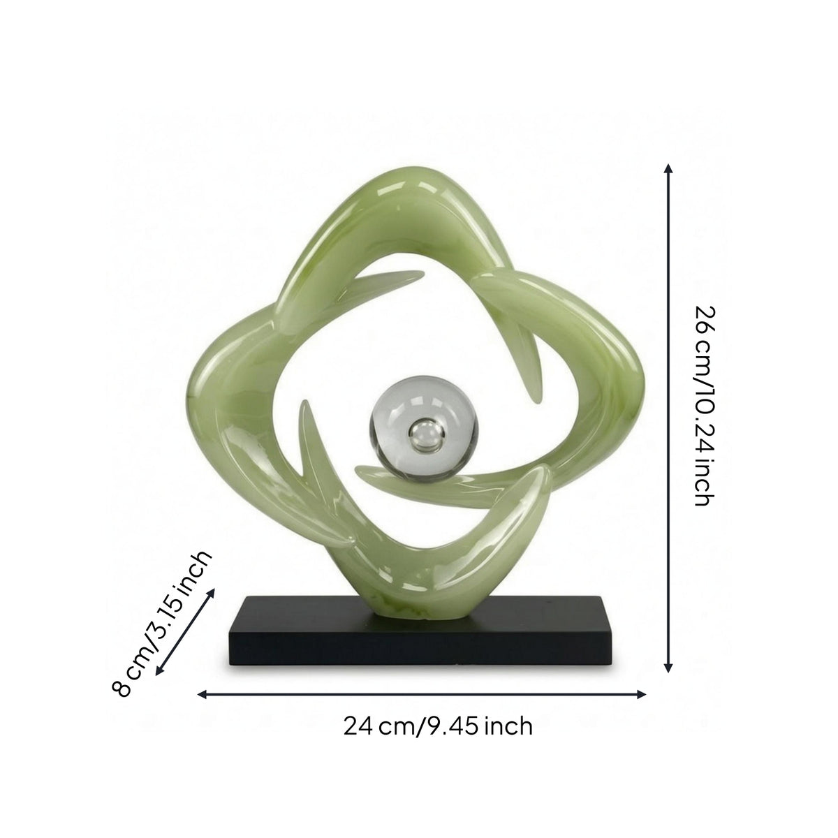 Abstract Openwork Sculpture Base Jade Crystal Ornament Shiny Finish Jade Look Ornament