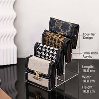 Acrylic Riser Tiered Display Stand for Wallets, Clear Material Four Design, Aftershave Perfume Shelf for Retailers