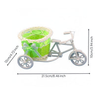 Rattan Flower Basket Sturdy Woven Tricycle Flower Basket Long Decorative Tricycle Planter for Gift Shop