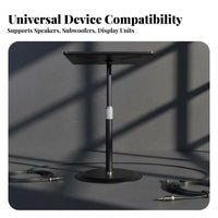 Heavy Duty Steel Construction Desktop Speaker Stand Space Saving Design Adjustable Studio Monitor Stand Easy Installation Metal Speaker Tray Secure Locking Mechanism for Music Producers, DJs, Gamers, Desk Setup