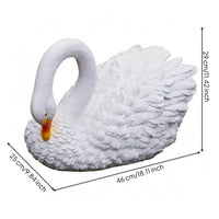 Feather Texture Floating Swan Ornament Realistic Floating Swan Statue Lifelike Animal Sculpture Weather Resistant for Courtyard