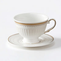 Vintage Cup and Saucer Set Embossed Ceramic Cup with Saucer Elegant Refined for Hosts