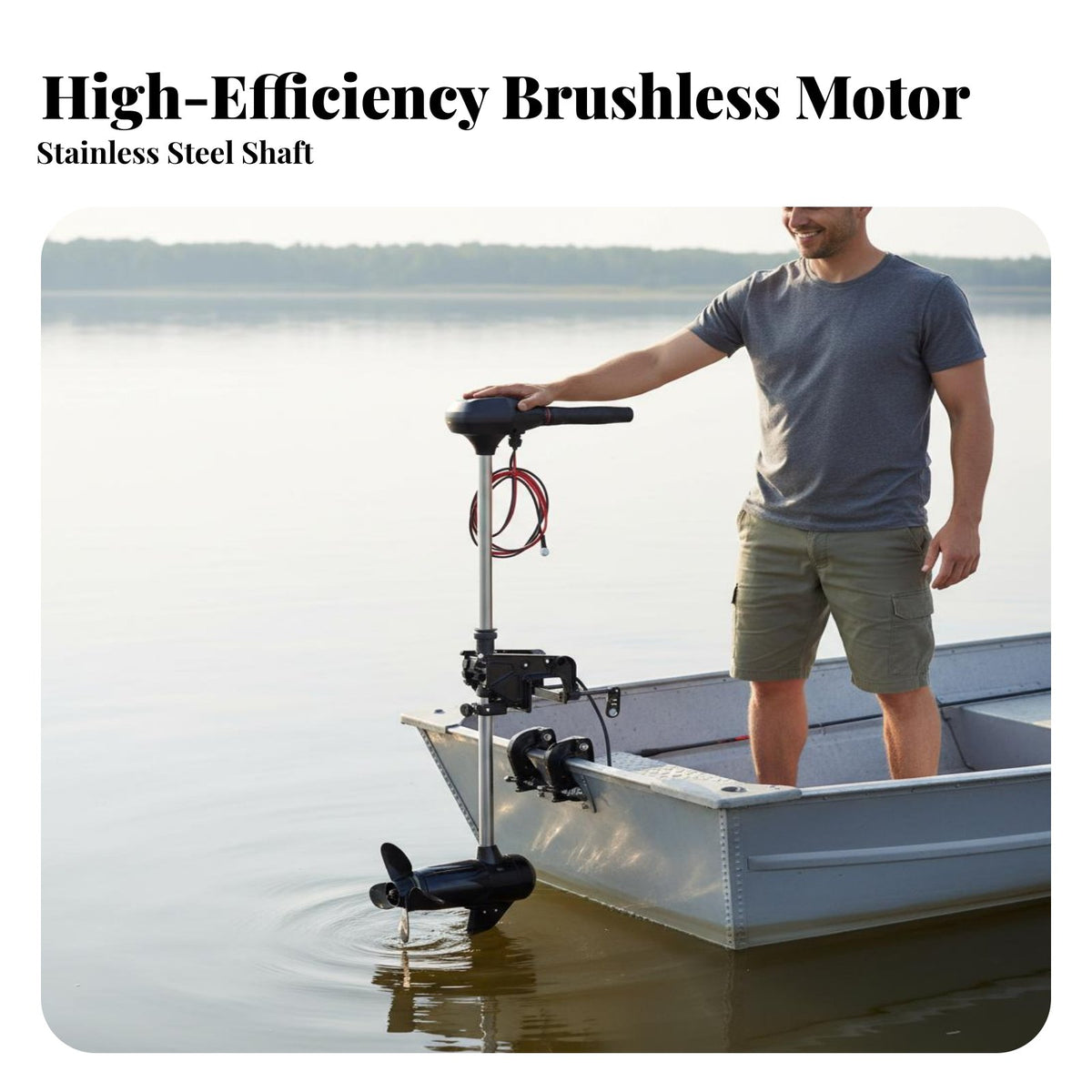 Brushless Outboard Motor High Efficiency Electric Marine Thruster Continuous Thrust Modulation Boat Propeller Thruster for Anglers, Fishing, Kayaks