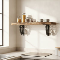 Decorative Wall-Mounted Shelf Brackets 90-Degree Metal Brackets with Cutout Design Heavy Duty Hardware Industrial for Entryway