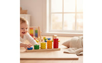 Colorful Circle Stacker Stacking Toy Early Learning Wooden Number Stacker Bright Colors Color Number Sorting Puzzle for Young Children