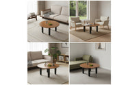 Walnut Round Coffee Table Modern Wooden Coffee Table Minimalist Furniture Solid Wood for Living Room, Reading Corner