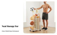 Exercise Mat and Ball Holder Heavy Duty Rolling Exercise Accessories Rack Space Saving Design Rolling Exercise Accessories Organizer for Families