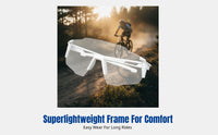 Cycling Photochromic Glasses, Anti-Fog, Windproof Sports Goggles, Frameless Design