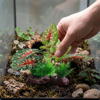 Freestanding Reptile Decor Artificial Plant Hideaway, 15cm Leopard Gecko Tank Accessories and Reptile Plants, Snake Accessories for Vivarium