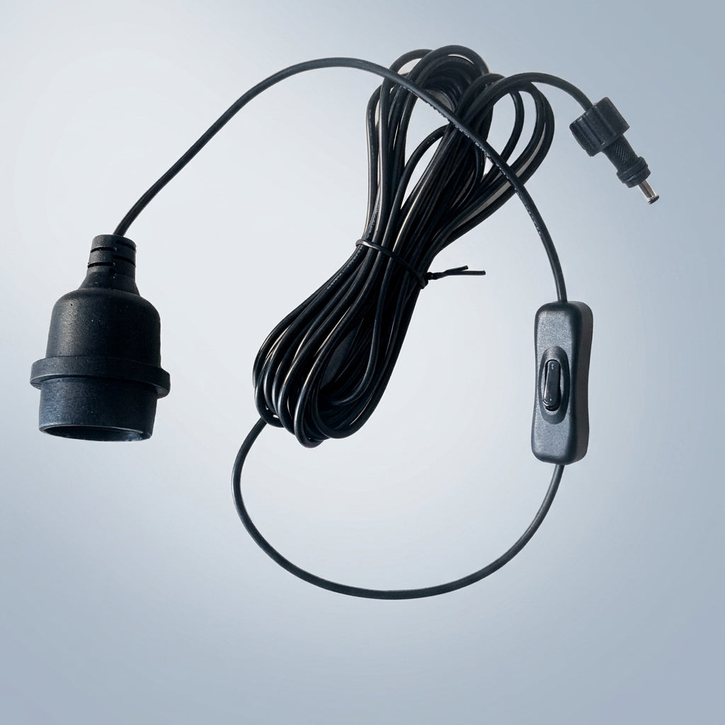 Light Fitting with E27 Lamp Holder for Garden Lighting, Outdoor Lighting with E27 Bulb Holder for Shed Lighting, DIY Lighting with DC Plug