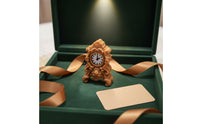 Miniature Clock with Base Vintage-Style Dollhouse Clock Ornate Decoration for Collectors, Hobbyists, Desktop Display, Room Vignettes