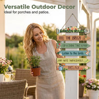 Rustic Wooden Garden Hanging Sign - Listen Relax Sign