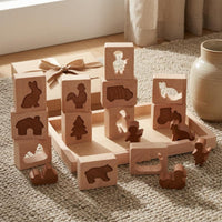Wooden Animal Puzzle Tray Smooth Edges Shape-Matching Game Open-Ended Play Wooden Animal Puzzle
