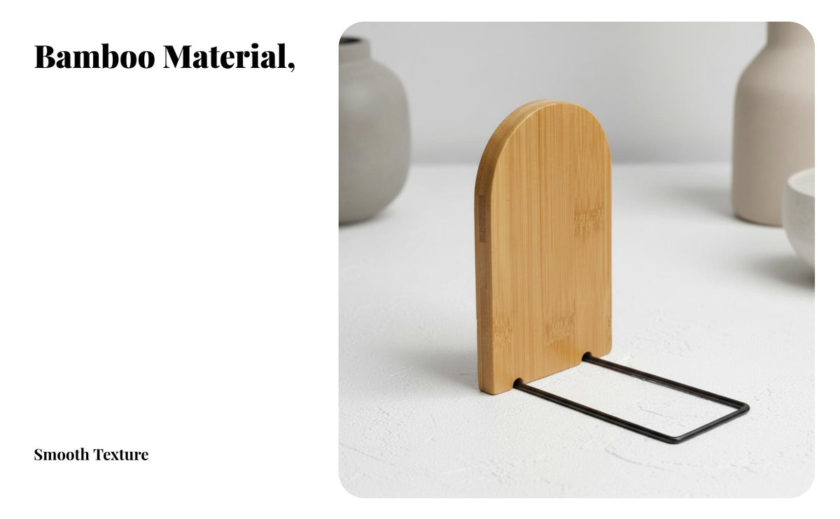 2 Pieces Bamboo Bookend Material Wooden Book Stopper Decorative Wooden Book Holder for Students, Librarians, Study Room, Library, Bookshelf