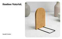 2 Pieces Bamboo Bookend Material Wooden Book Stopper Decorative Wooden Book Holder for Students, Librarians, Study Room, Library, Bookshelf