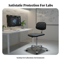 Cleanroom Suitable Anti-Static Rolling Chair Adjustable Height Laboratory Stool Swivel Function Workplace Seating Easy to Clean for Industrial Workers, Healthcare Professionals, Laboratoryoratory, Workshop, Assembly Line, Hospital