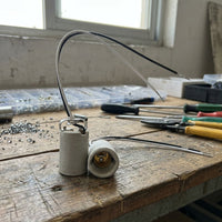 Light Fitting with E14 Lamp Holder for DIY Lighting, High Temperature Resistant Ceramic E14 Bulb Holder with Wire, Pendant Lights for Repair