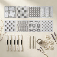 Japanese-Style Sashiko Embroidery Kit with Stencils Reusable Sashiko Embroidery Kit Geometric DIY for Beginners
