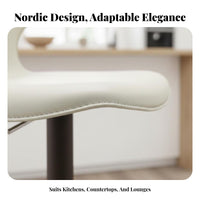 Adjustable Rotating Bar Stool with Spine Supportrest Padded Seat Upholstered Pedestal Stool Anti-Slip Base Easy Assembly